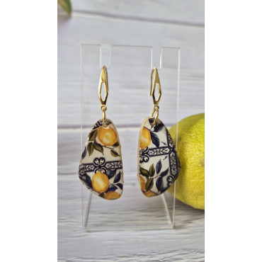Earrings Lemon Porcelain