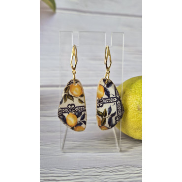 Earrings Lemon Porcelain