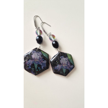 Обеци Ирисови Черни Перли