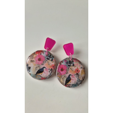 Earrings Pink Bird in Letter