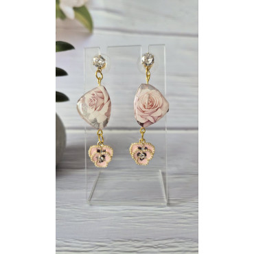Earrings Crystal Pink Violets