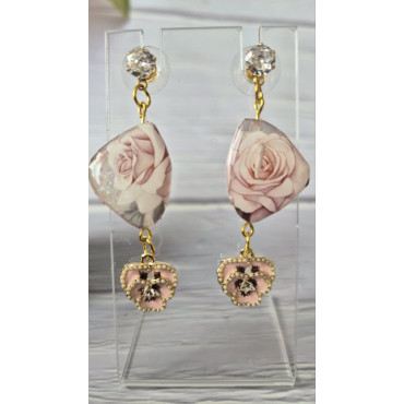Earrings Crystal Pink Violets