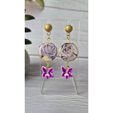 Earrings Purple Orhids 