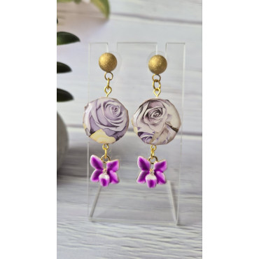 Earrings Purple Orhids 