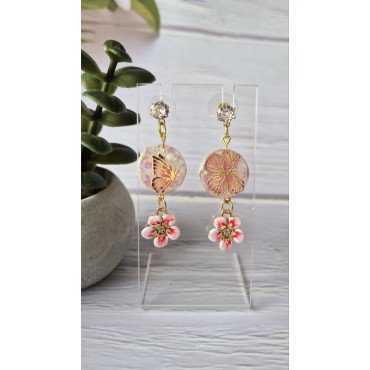 Earrings Steel Gold Butterfly