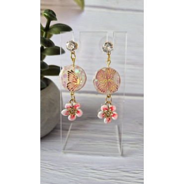 Earrings Steel Gold Butterfly