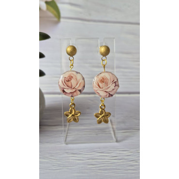 Earrings Steel Pink Rose
