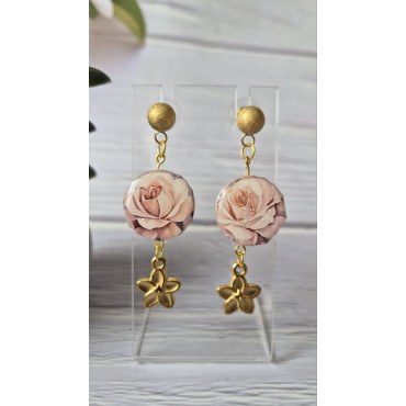 Earrings Steel Pink Rose