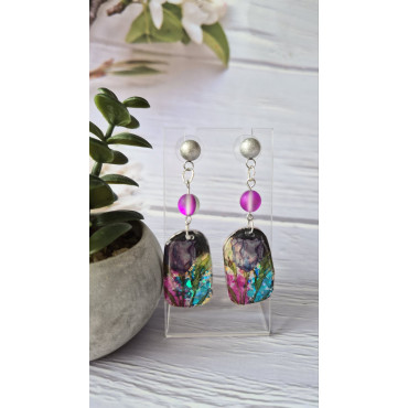 Earrings Aqua Purple Azura Flower