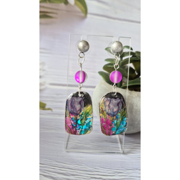 Earrings Aqua Purple Azura Flower