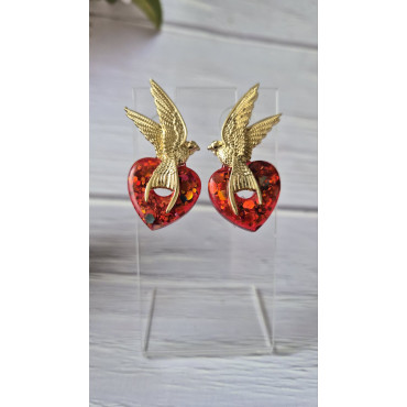 Earrings Birds In Love 