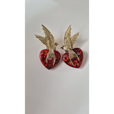 Earrings Birds In Love 