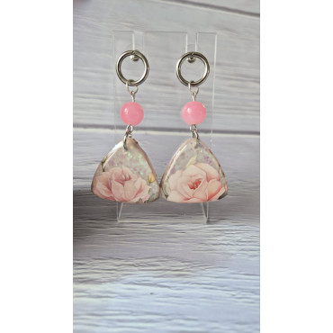 Earrings Pink Rose in Stone