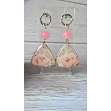 Earrings Pink Rose in Stone