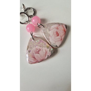 Earrings Pink Rose in Stone