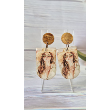 Earrings Girl in Brown