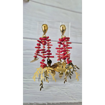 Обеци Коралова Мъниста