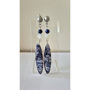 Earrings Blue Crane Stones