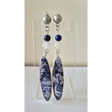 Earrings Blue Crane Stones