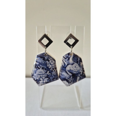 Earrings Blue Crane Nest 