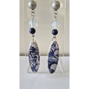 Earrings Blue Crane Stones