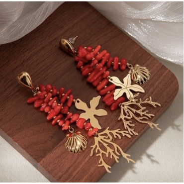 Обеци Коралова Мъниста