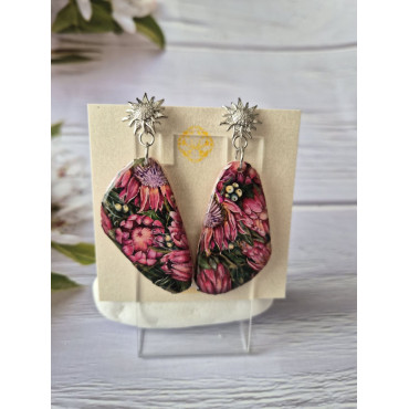 Обеци Сребърен Божур 