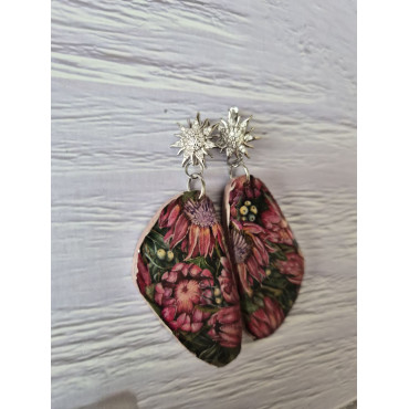 Обеци Сребърен Божур 