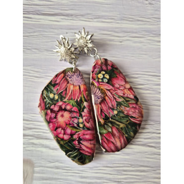 Обеци Сребърен Божур 