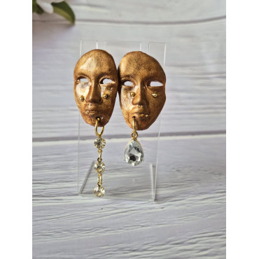Earrings Face Crystals