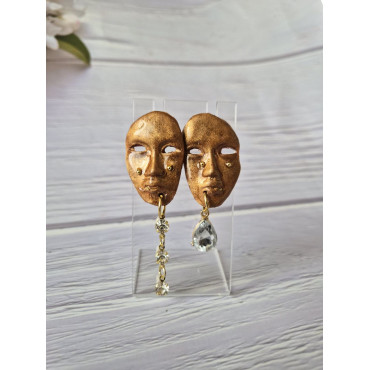 Earrings Face Crystals