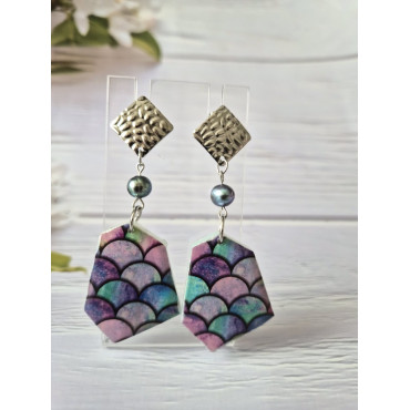 Обеци Черна перла С Рибешка Опашка