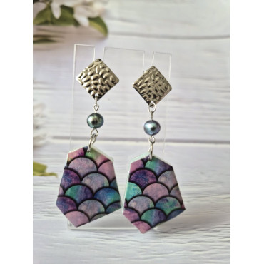 Обеци Черна перла С Рибешка Опашка