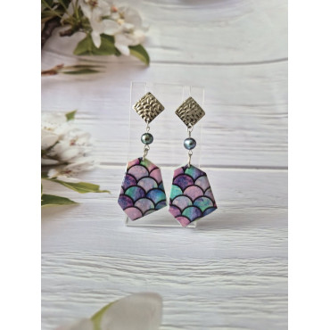 Обеци Черна перла С Рибешка Опашка