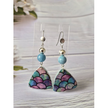 Обеци Рибки с Естесвени Камъни