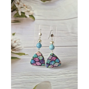 Обеци Рибки с Естесвени Камъни