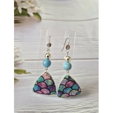 Обеци Рибки с Естесвени Камъни