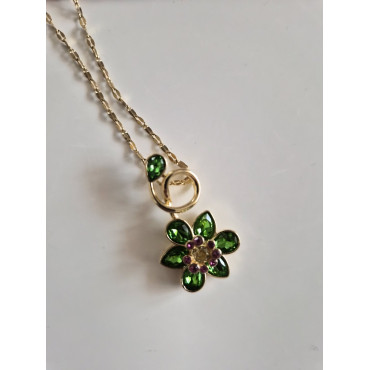 Necklace Green and Pink Blossom
