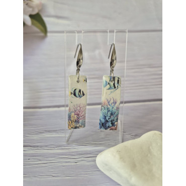Earrings Blue Fish Sea