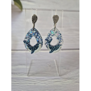 Earrings Blue Wale