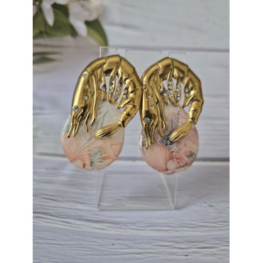 Earrings Shrimp Crystal Sea