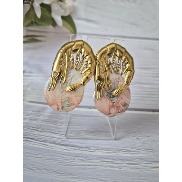 Earrings Shrimp Crystal Sea
