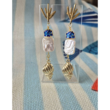 Earrings Lotus Pearl