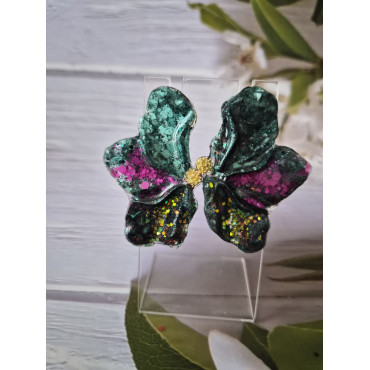 Earrings Half Leaf Dark