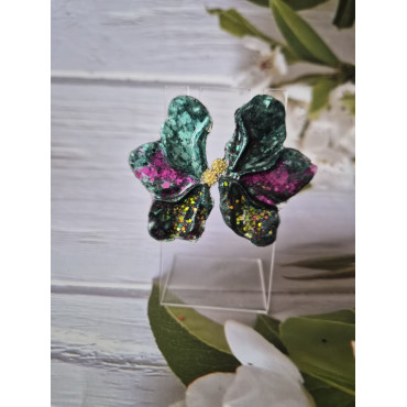 Earrings Half Leaf Dark