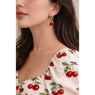 Earrings Cherry Hoops