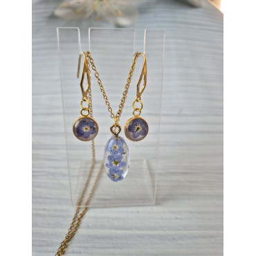 Necklace Set Earrings Forget me Not