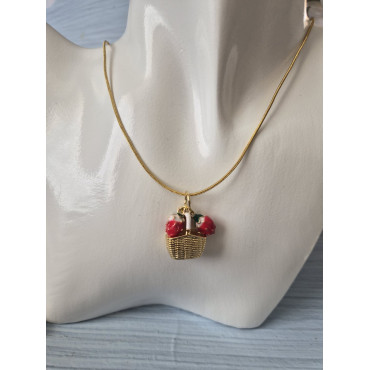 Necklace Small Basket Strawberry 